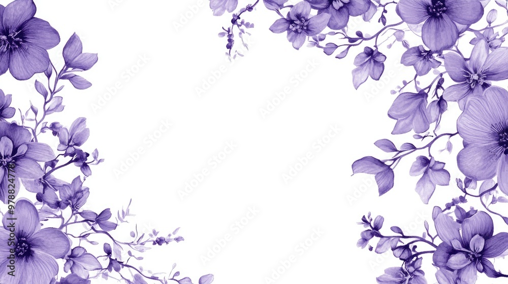 A bright purple floral border design, with intricately rendered flowers and vines, creating a lively and elegant decorative frame. A bright purple floral border design, with intricately rendered flowers and vines, creating a lively and elegant decorative frame.