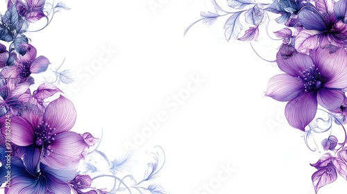 A bright purple floral border design, with intricately rendered flowers and vines, creating a lively and elegant decorative frame.