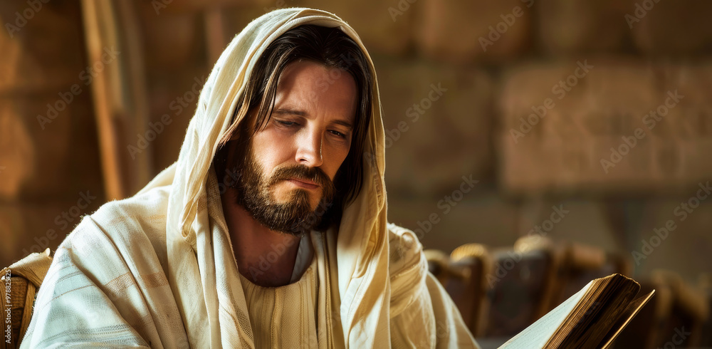 custom made wallpaper toronto digitalJesus Christ reading in the synagogue with a plain architectural background