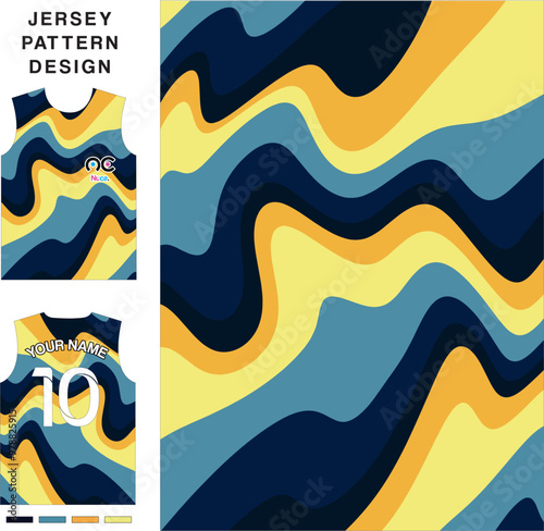 Abstract wave concept vector jersey pattern template for printing or sublimation sports uniforms football volleyball basketball e-sports cycling and fishing Free Vector.