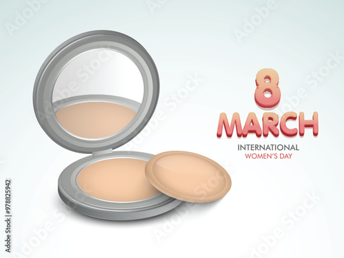 Face powder with puff for International Women's Day.