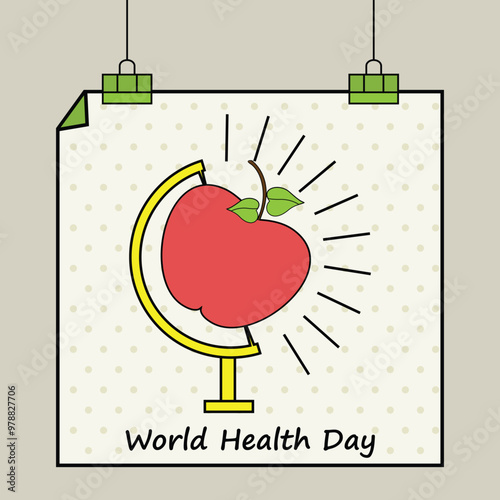 World Health Day concept with hanging poster.