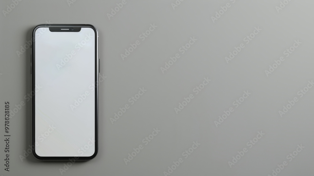 Modern smartphone with blank screen on a gray background. Modern smartphone with blank screen on a gray background.