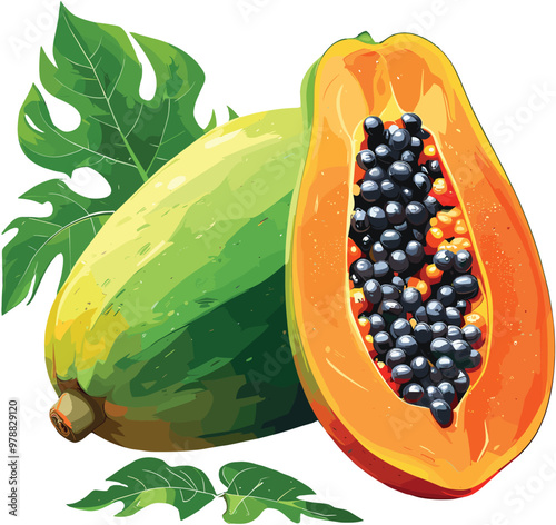 Vector illustration of sweet and fresh papaya fruit