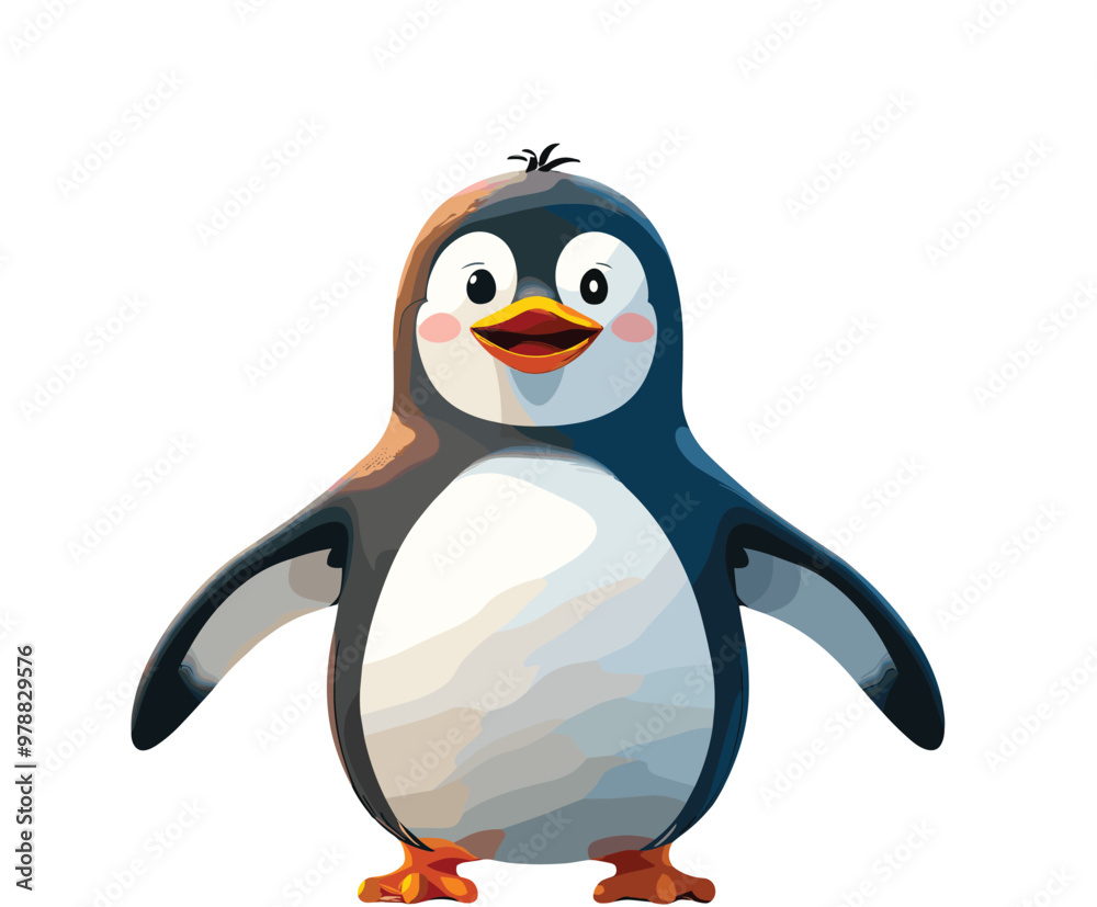 Obraz premium Cute and funny penguin cub vector illustration image