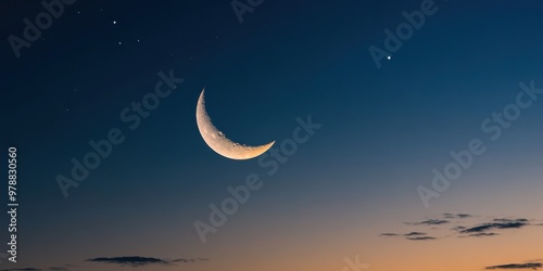 crescent moon and star against the sky 