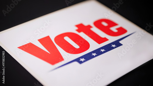 Vote Sign With Stars And Stripes.  Red, White, And Blue. Election Day.  Political Campaign. photo