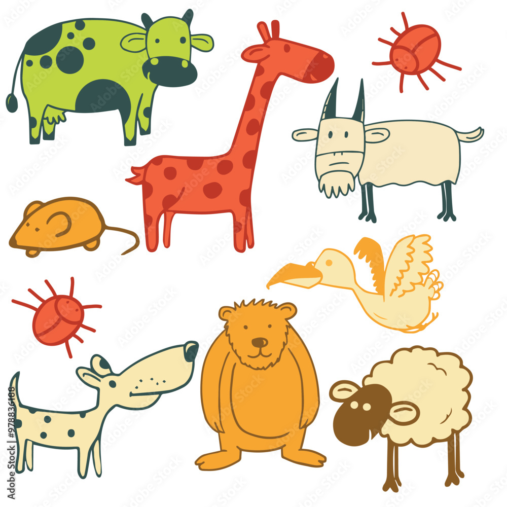 Set of animals, birds and insects characters. Set of animals, birds and insects characters.