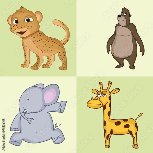 Set of wild animal characters.