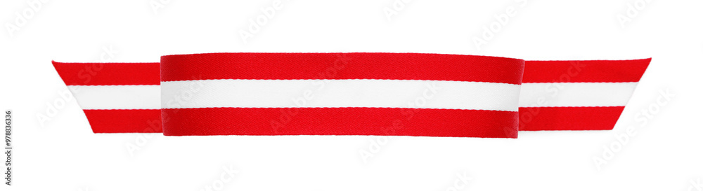 Ribbon in colors of Austrian flag isolated on white, top view Ribbon in colors of Austrian flag isolated on white, top view