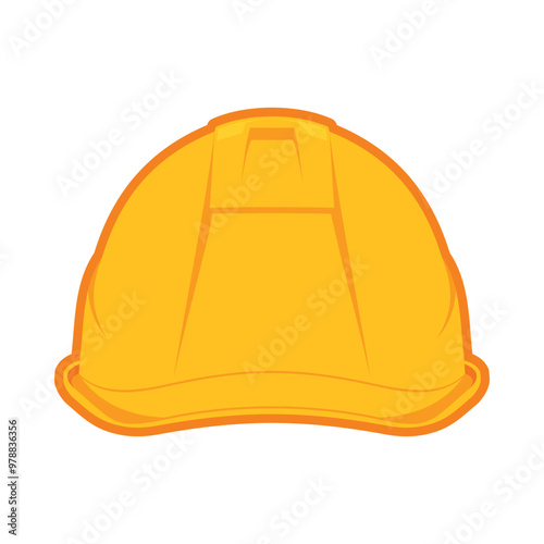 Yellow helmet isolated on white. Personal protective equipment and safety gear to protect head from hit by falling material.