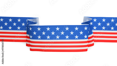 Ribbon in colors of American flag isolated on white