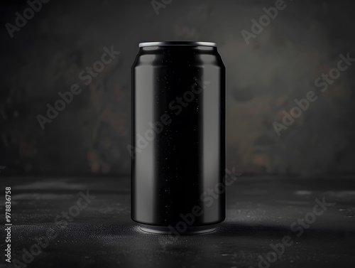 Black metal drink can with copy space. Neural network AI generated art