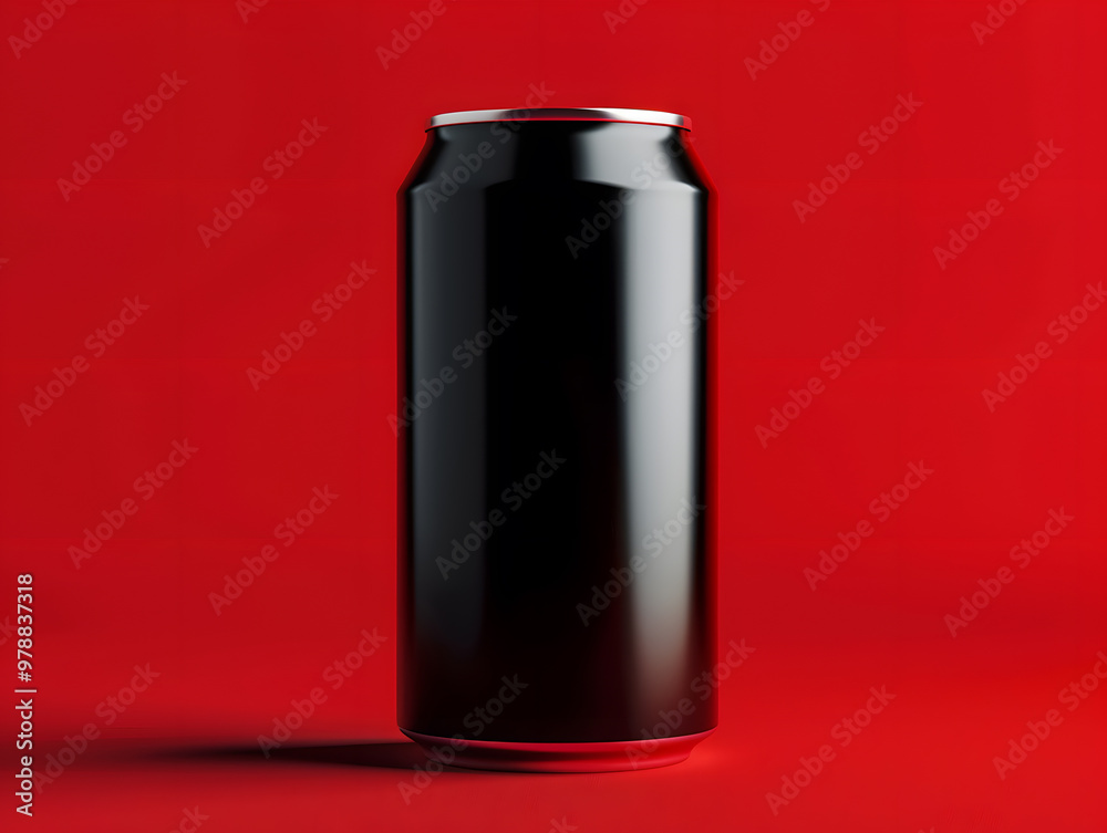 Black metal drink can with copy space. Neural network AI generated art Black metal drink can with copy space. Neural network AI generated art