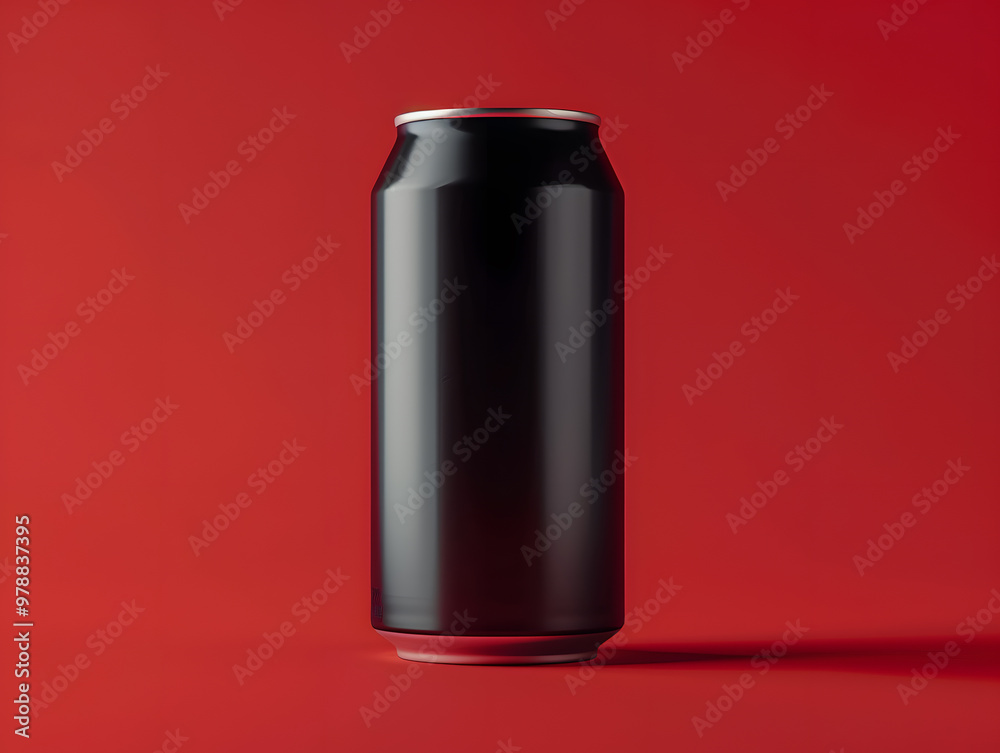 Black metal drink can with copy space. Neural network AI generated art Black metal drink can with copy space. Neural network AI generated art