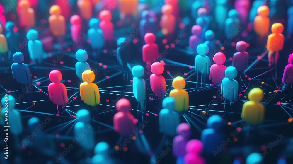 A concept image representing the diversity of niche communities online, connected through various forums A concept image representing the diversity of niche communities online, connected through various forums