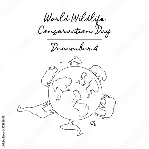 line art of World Wildlife Conservation Day good for World Wildlife Conservation Day celebrate. line art.