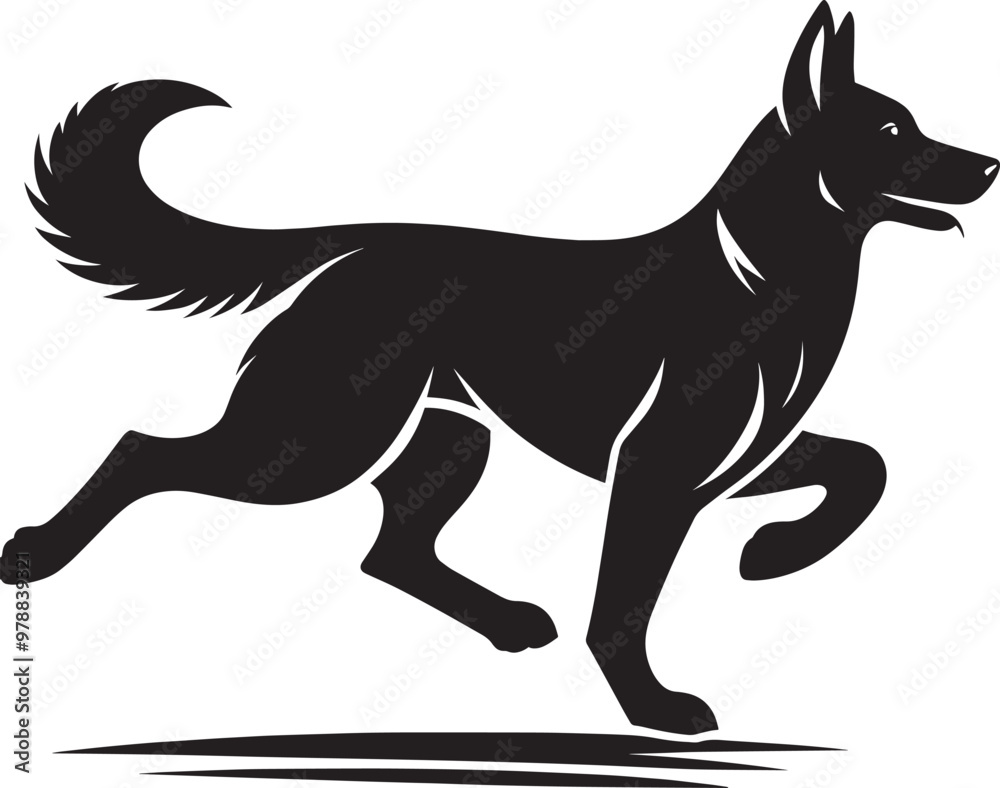 Fototapeta premium Dog Silhouette isolated on a white background Minimalist dog vector shape