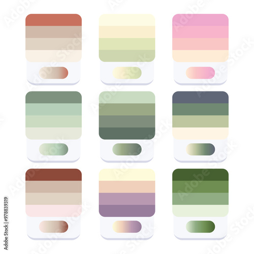 Abstract multi shape color palette swatches 
