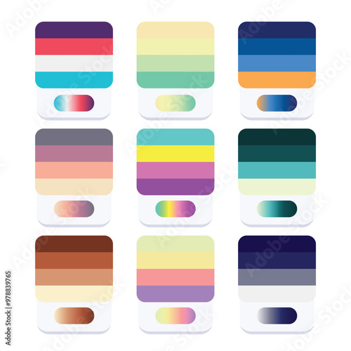 Abstract multi shape color palette swatches 