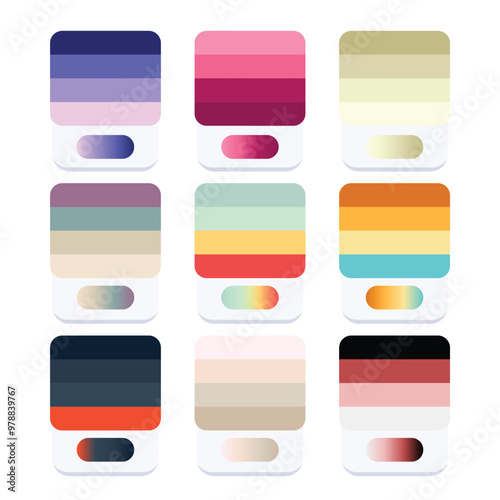 Abstract multi shape color palette swatches 