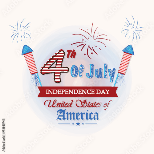 American Independence Day celebration greeting card.