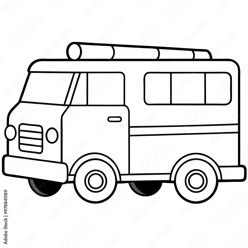 fire truck outline coloring book page line art drawing