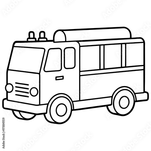 fire truck outline coloring book page line art drawing