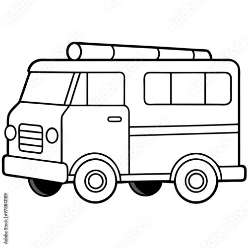 fire truck outline coloring book page line art drawing