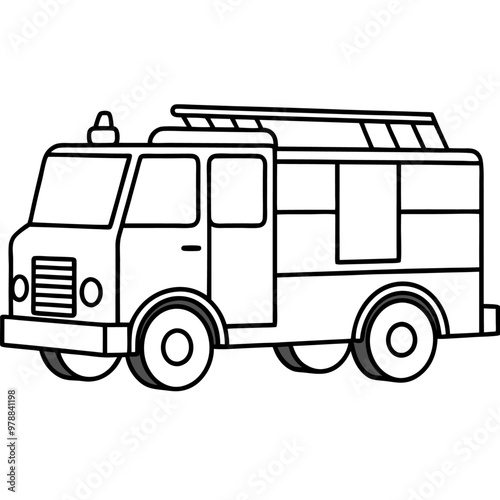fire truck outline coloring book page line art drawing