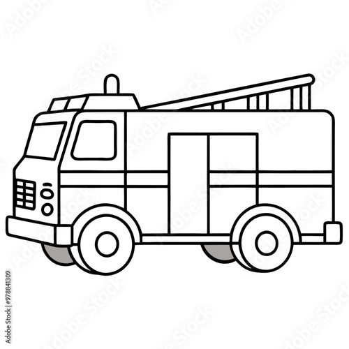 fire truck outline coloring book page line art drawing