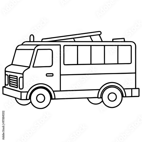 fire truck outline coloring book page line art drawing