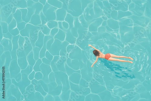 Athletic woman swimming laps in a pool, goal-driven, focused on fitness progress. Beautiful simple AI generated image