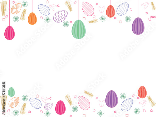 Easter Festival Elements Decorated Background with Copy Space.