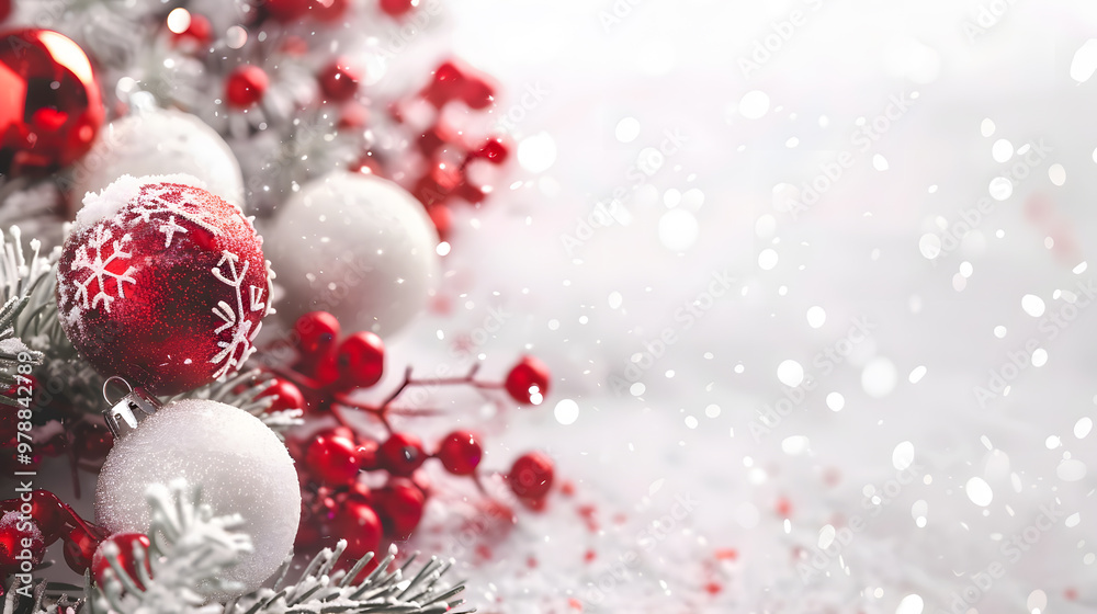 Beautiful festive Christmas interior with red and white flowers. AI Generated