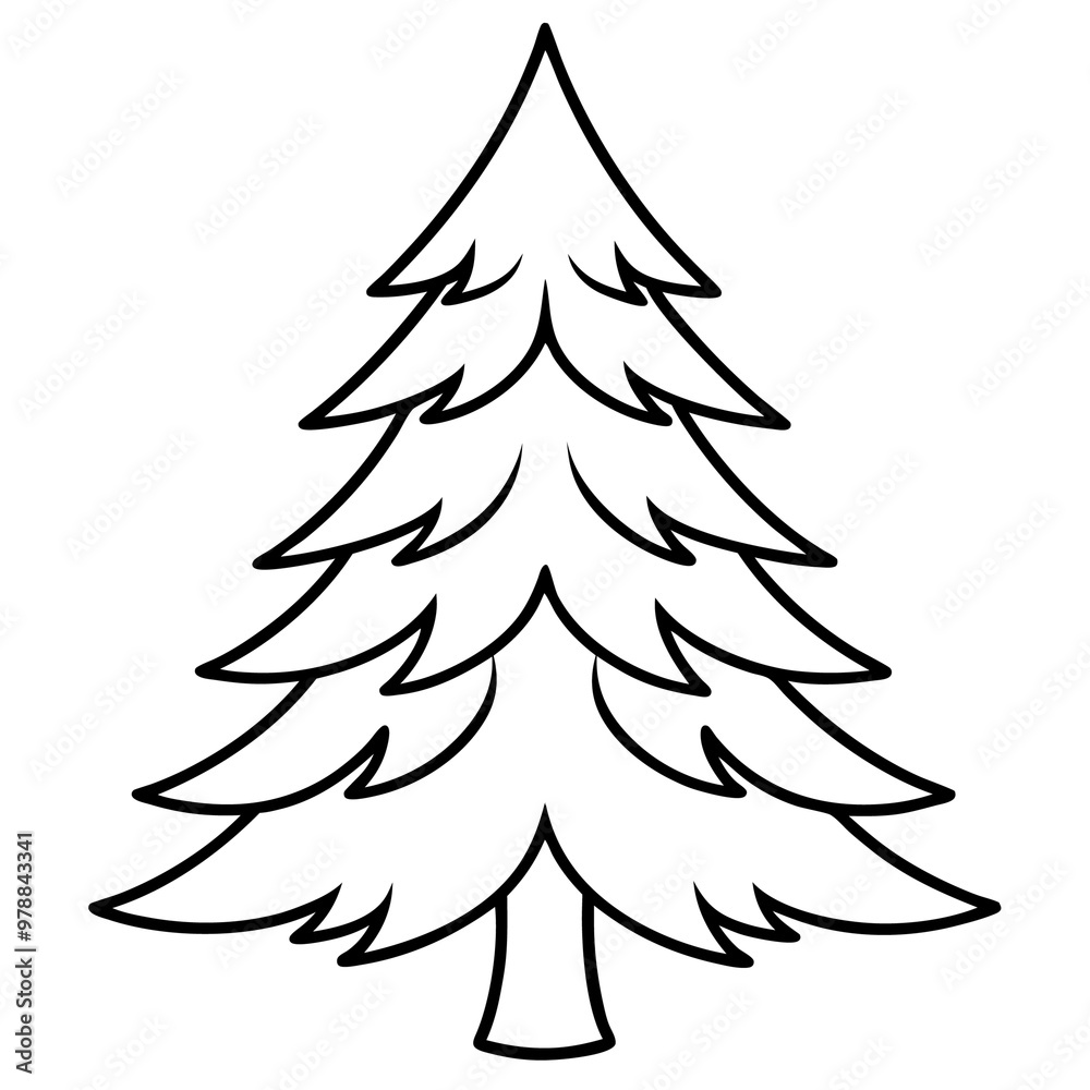 fir tree outline coloring book page line art drawing fir tree outline coloring book page line art drawing