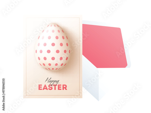 Happy Easter Celebration Greeting Card with Envelope Illustration.