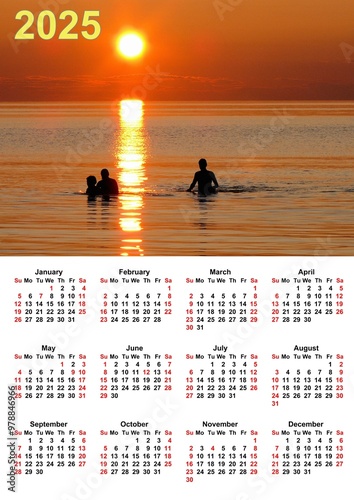 2025 Calendar, Week Starts Sunday. Printable Planner