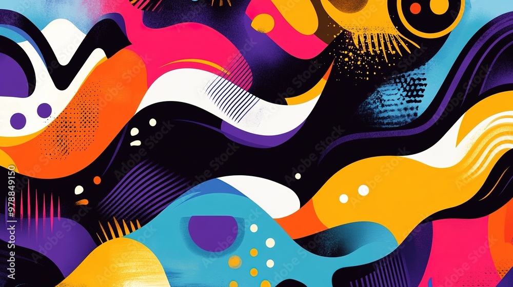 A dynamic artistic pattern with modern shapes and vibrant colors A dynamic artistic pattern with modern shapes and vibrant colors