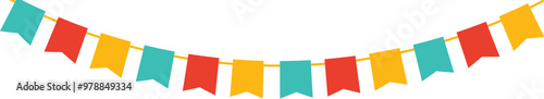 Colourful Bunting Flag Decoration Element in Flat Style.