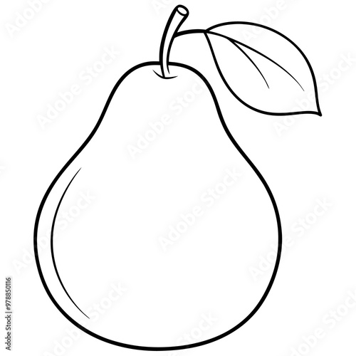 glossy pear outline coloring book page line art drawing