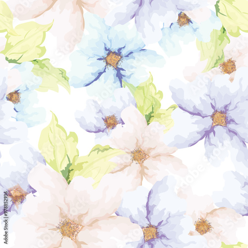 Floral seamless pattern background with watercolor effect .