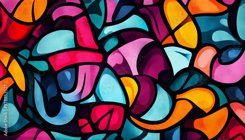 A seamless and colorful illustration of beautiful graffiti art