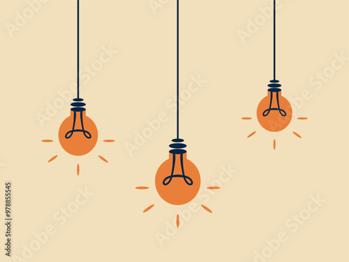 Light bulbs on beige background. Light, illumination, interior. Vector illustration