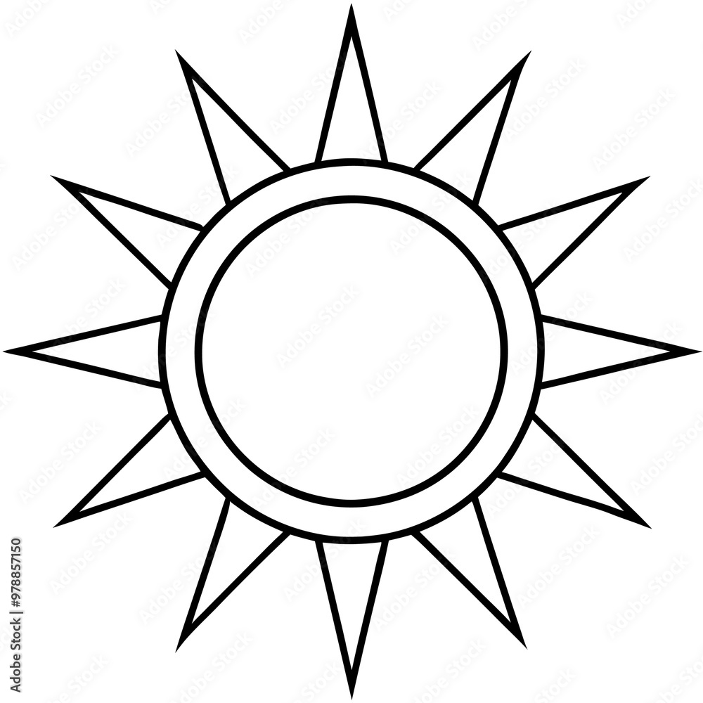 glossy sun outline coloring book page line art drawing glossy sun outline coloring book page line art drawing