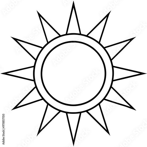 glossy sun outline coloring book page line art drawing