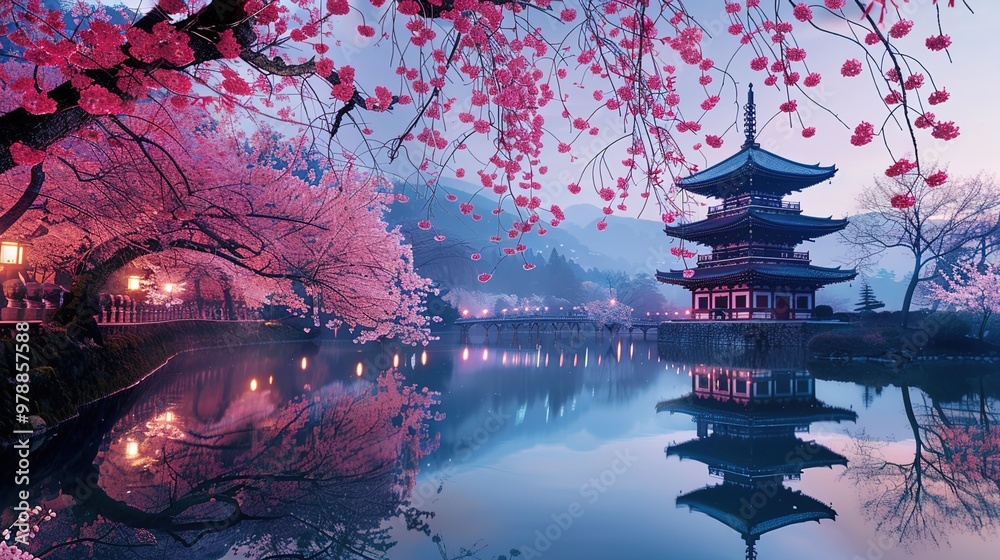 Obraz premium Japanese cherry blossom wallpaper