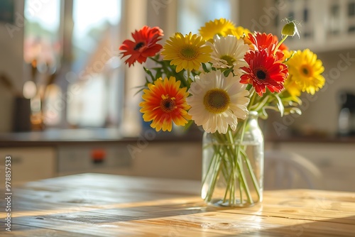 Wallpaper Mural Bouquet of flowers in vase on table in modern kitchen Torontodigital.ca