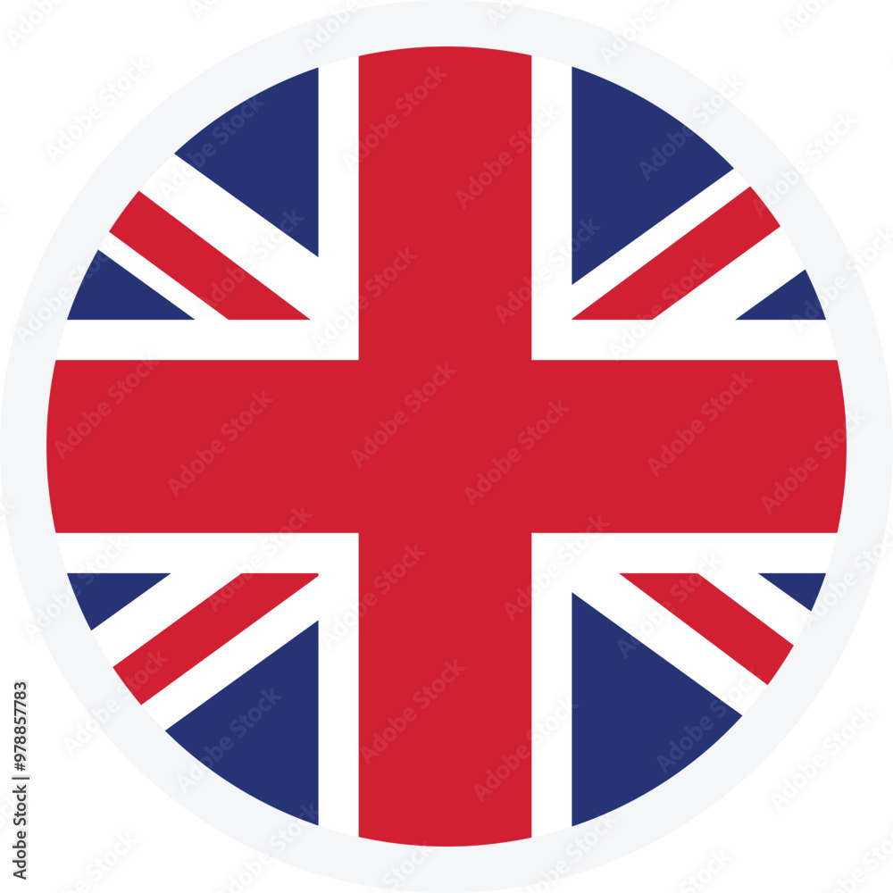 Obraz premium Flag of the United Kingdom. Round vector icon in flat style. Icon for apps, UI or web design