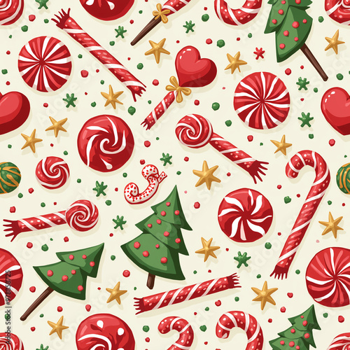 Christmas pattern background. Generative AI.
